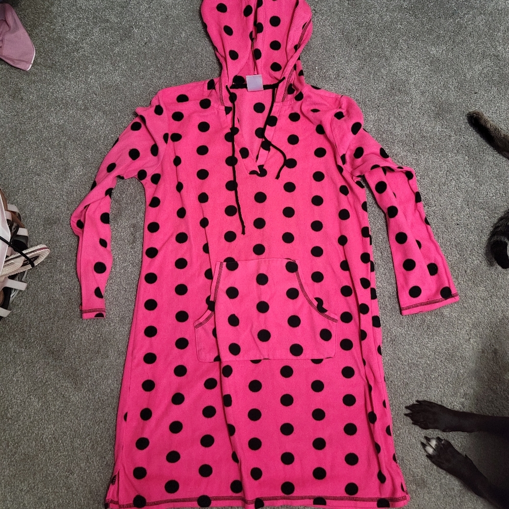 Hooded Polka Dot Nightgown, Pink